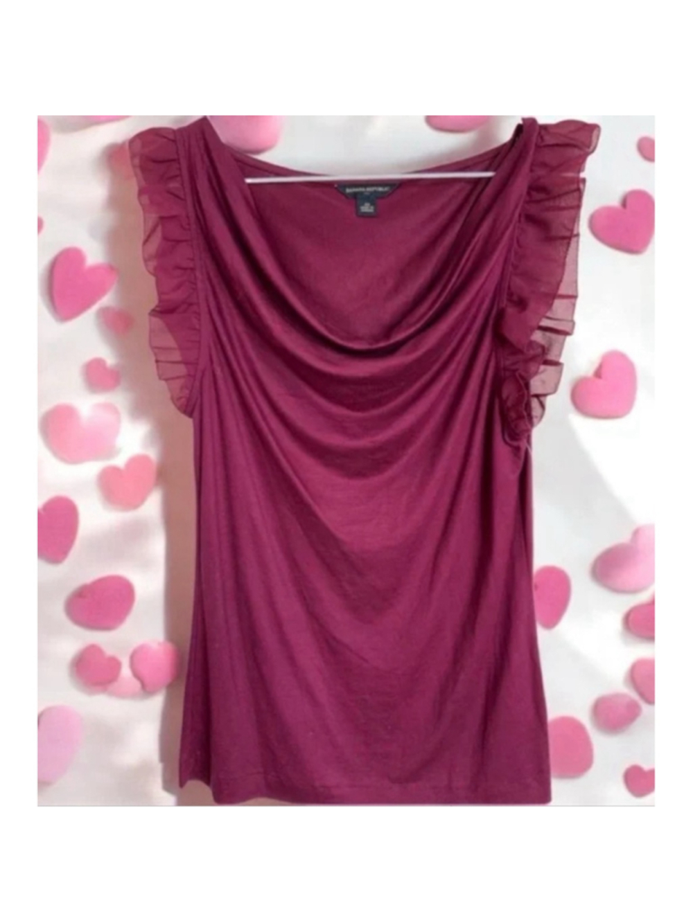 Banana Republic Burgundy Ruffled Sleeveless Blouse XS